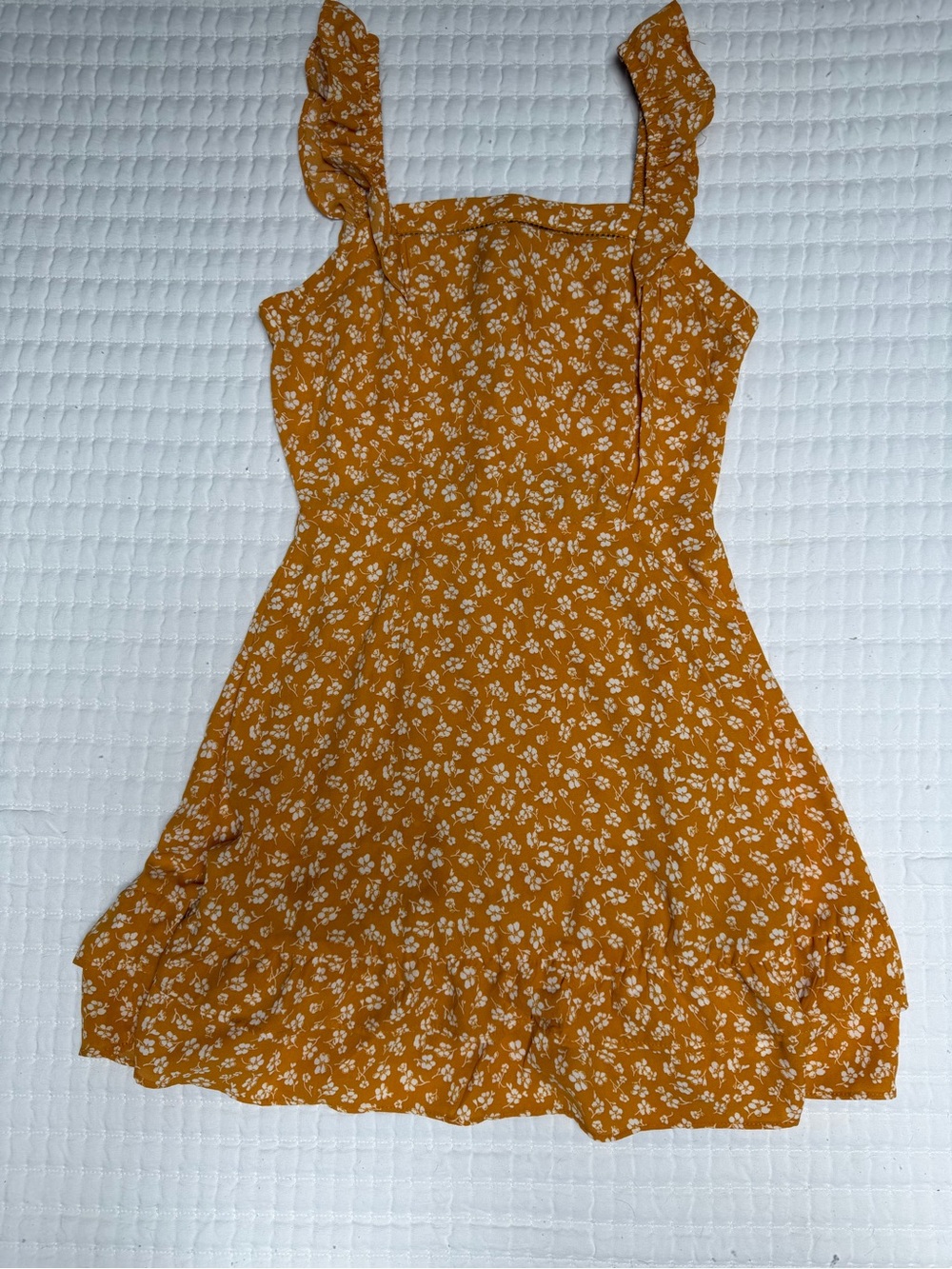 Sienna Sky Mustard Yellow Floral Ruffle Strap Sundress